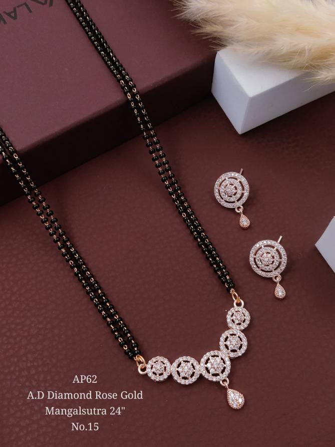 AP5 Designer AD Diamond Rose Gold Mangalsutra Wholesale Shop In Surat
